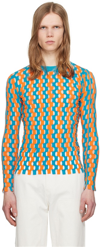 Photo: ZANKOV Blue & Orange Cutout Sweater