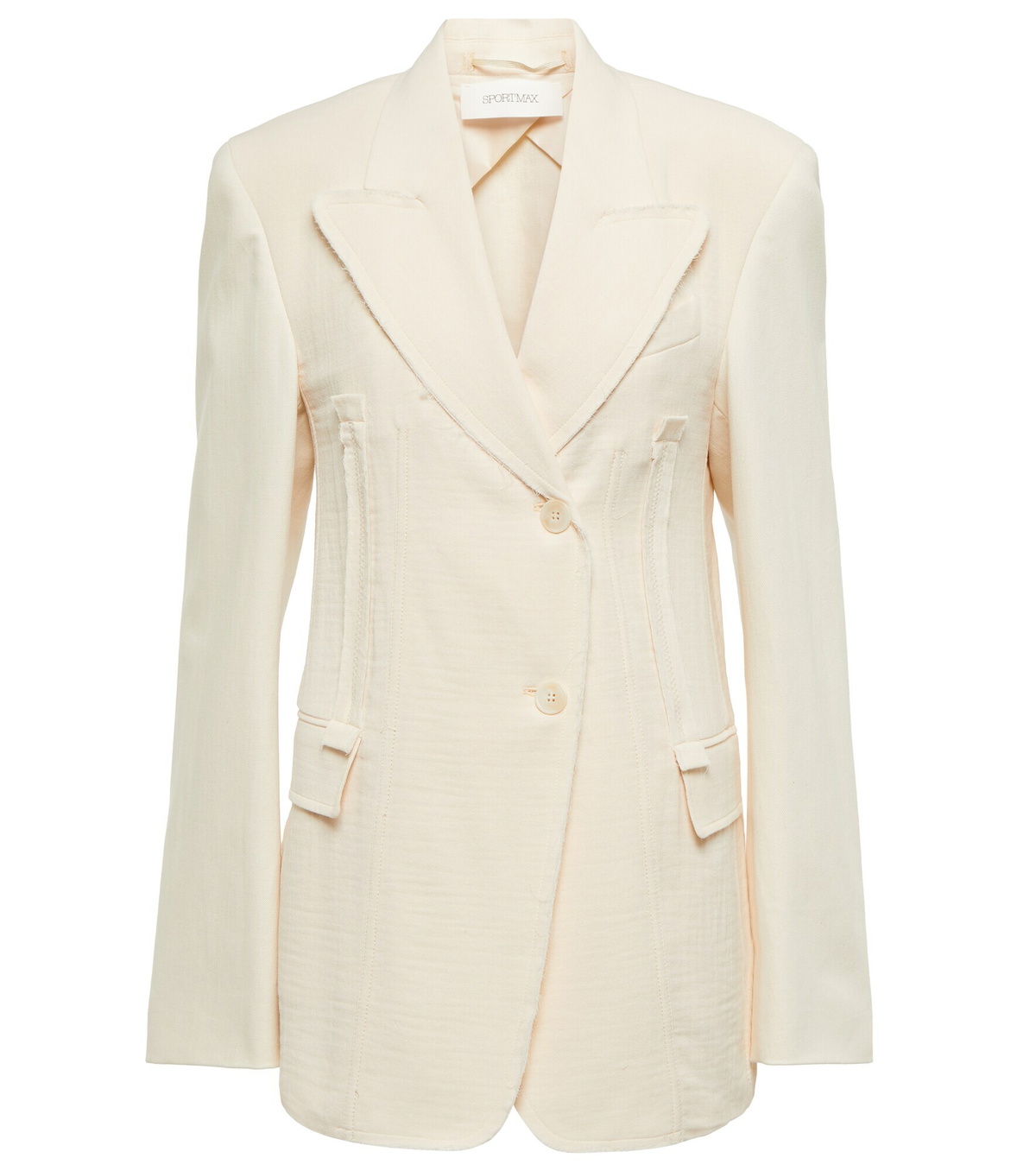 【送料&関税込】SportMax Single-breasted Blazer Sportmax single-breasted metallic-finish Blazer | Black