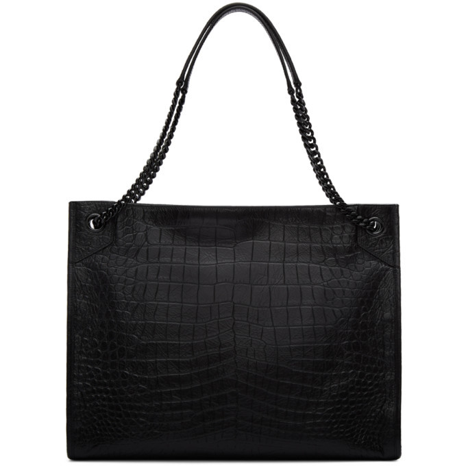 Saint Laurent Black Croc Large Niki Shopping Tote Saint Laurent