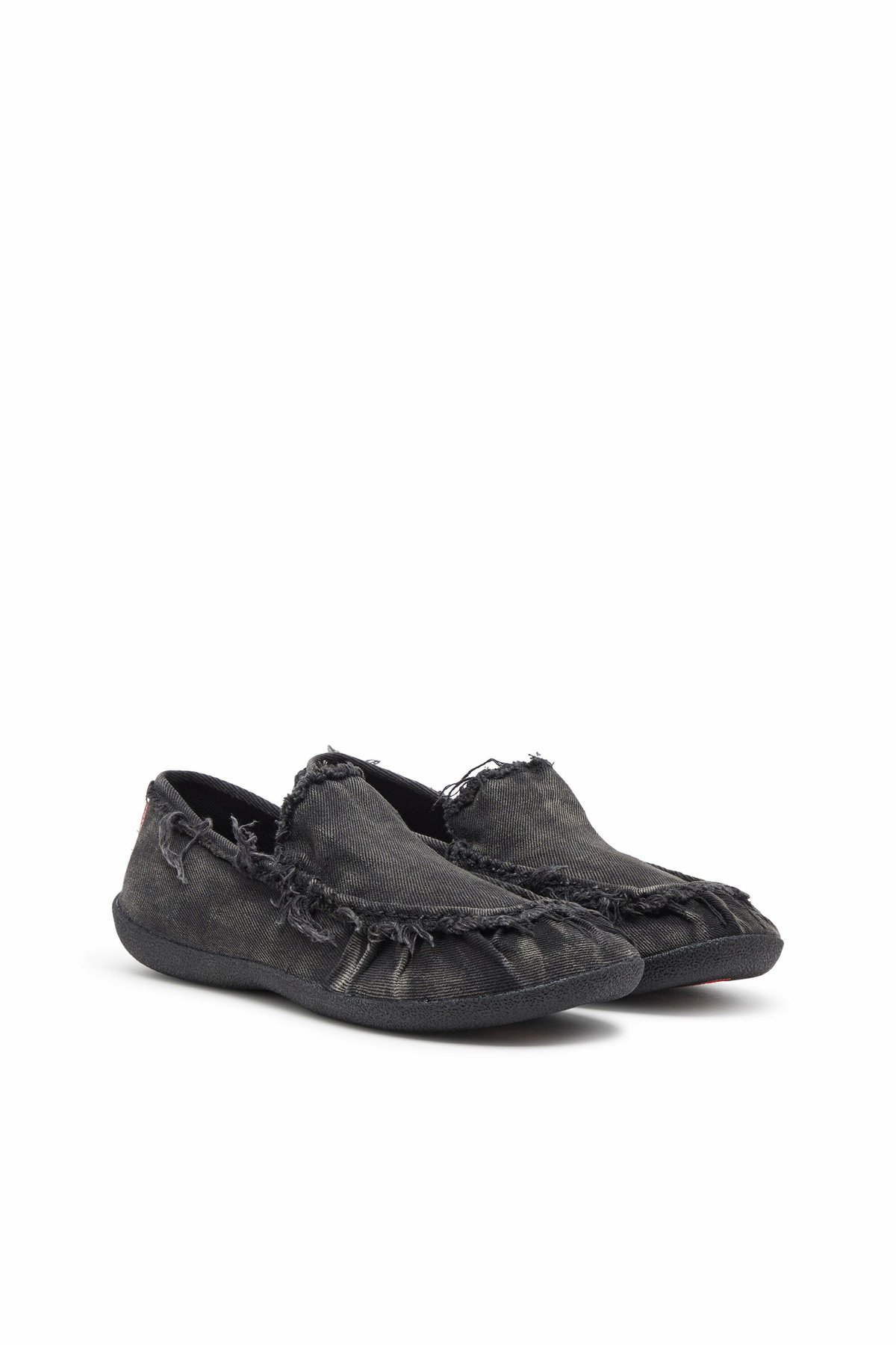 Diesel D-Shock-Distressed denim loafers - Mocassins and Mules Mens in Black