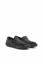 Diesel D-Shock-Distressed denim loafers - Mocassins and Mules Mens in Black