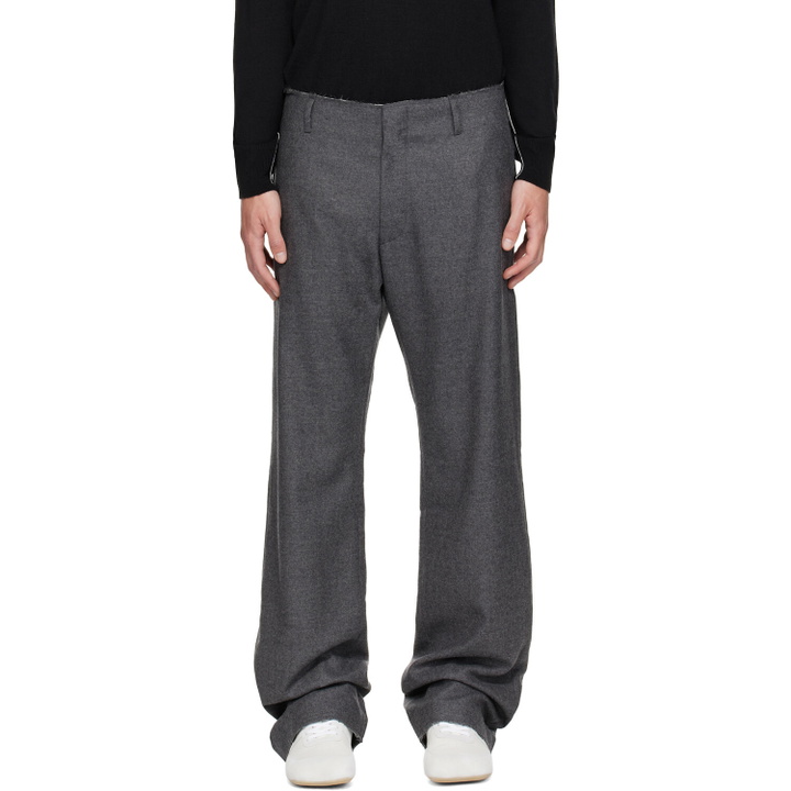 Photo: MM6 Maison Margiela Gray Pleated Cotton Wool Trousers