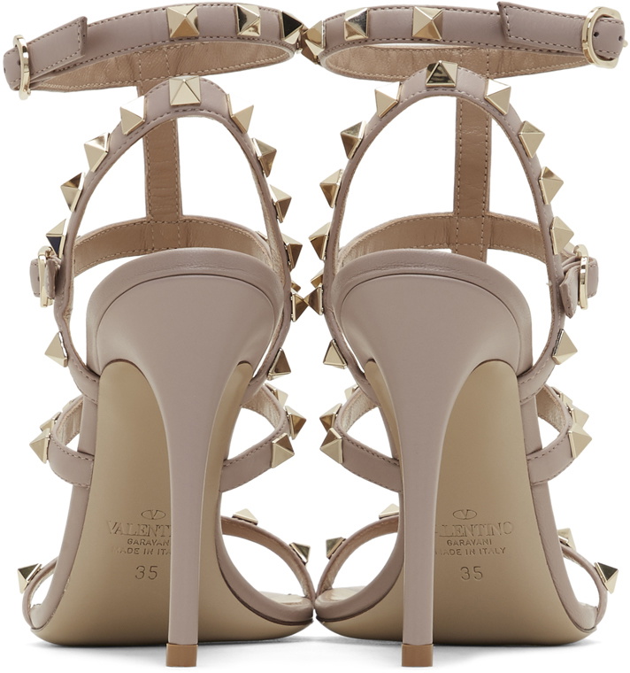 Sandales Valentino Garavani Rockstud En Cuir Doré - Taille 40, Talon Haut, Neuf Avec Boîte