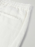Brunello Cucinelli - Straight-Leg Pleated Linen-Twill Drawstring Trousers - White
