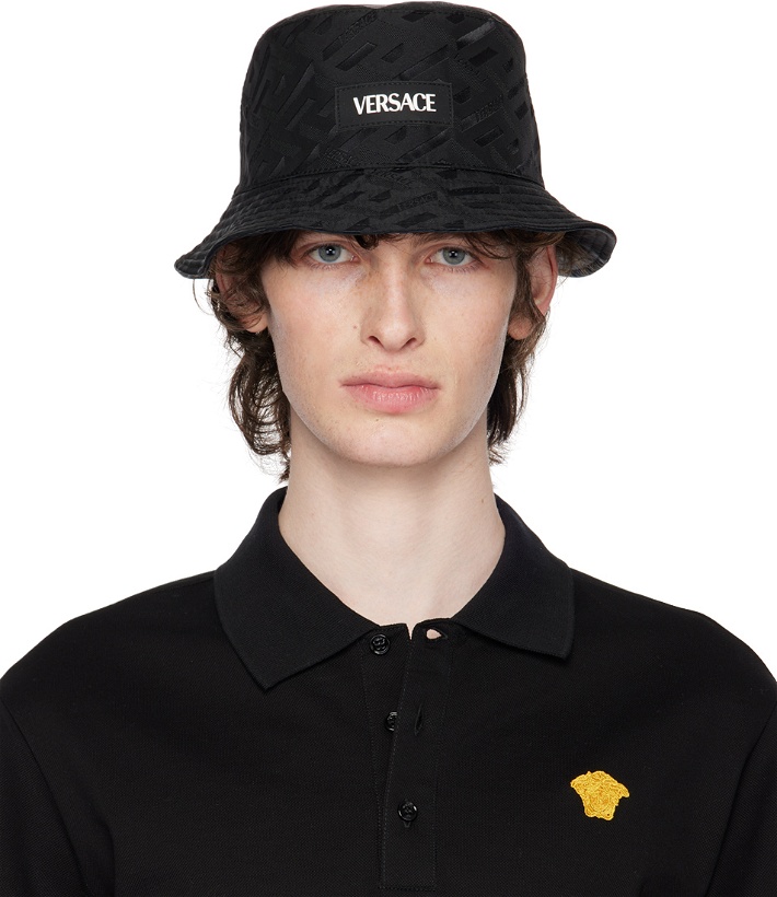 Photo: Versace Black Reversible 'La Greca' Bucket Hat