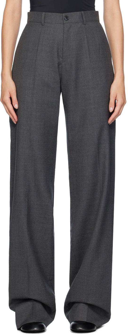 MARIE ADAM-LEENAERDT Gray Classic Wool Trousers