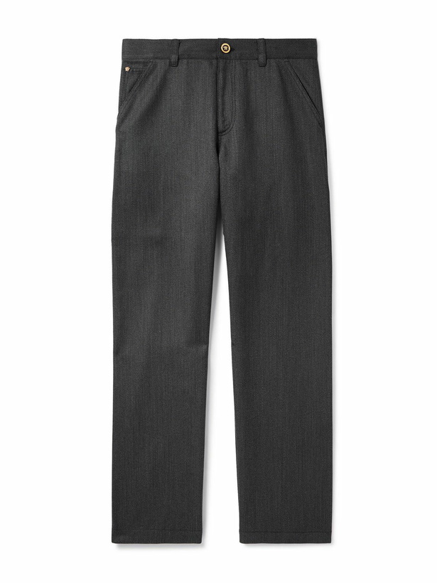 Photo: Versace - Straight-Leg Wool-Mouliné Trouser - Gray