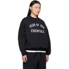 Fear of God ESSENTIALS Black Varsity 90s Crewneck Sweatshirt
