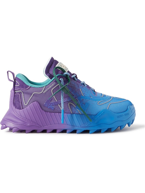Photo: Off-White - Odsy-100 Leather and Rubber-Trimmed Mesh Sneakers - Purple