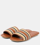 Hogan Striped leather-trimmed slides