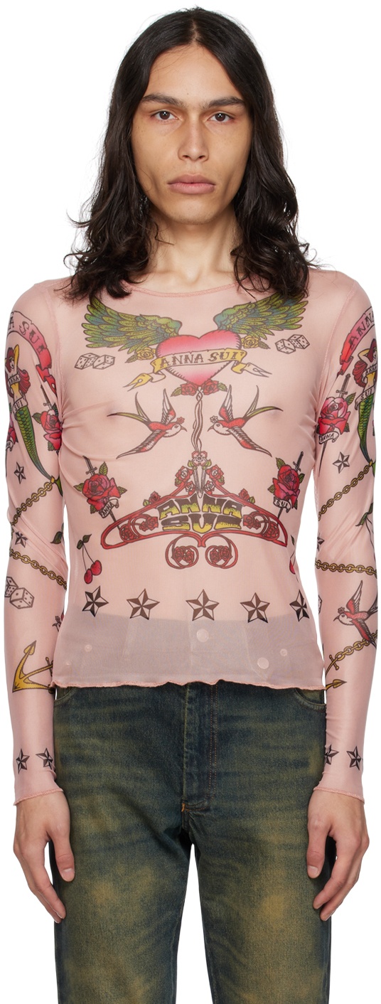 Anna Sui SSENSE Exclusive Pink Tattoo Long Sleeve T-Shirt Anna Sui
