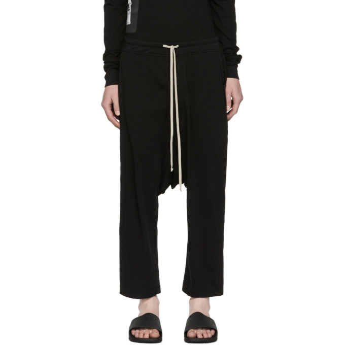 Rick Owens Drkshdw Black Drawstring Cropped Lounge Pants