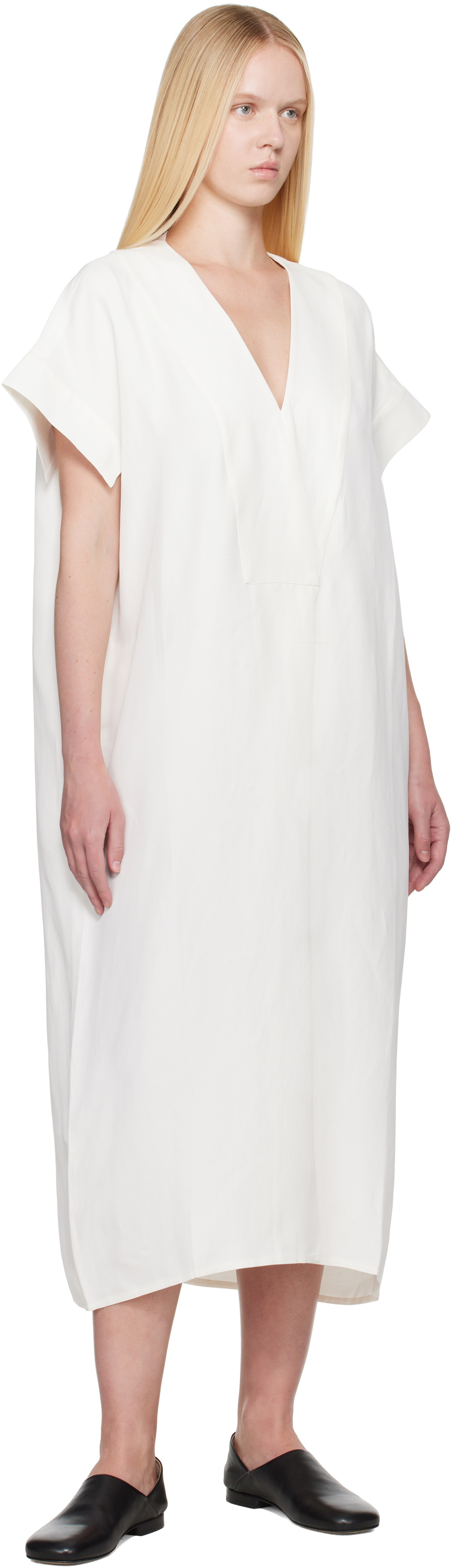 Studio Nicholson Off-White Cley Linen Midi Dress