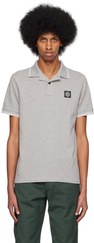 Photo: Stone Island Gray Slim-Fit Polo