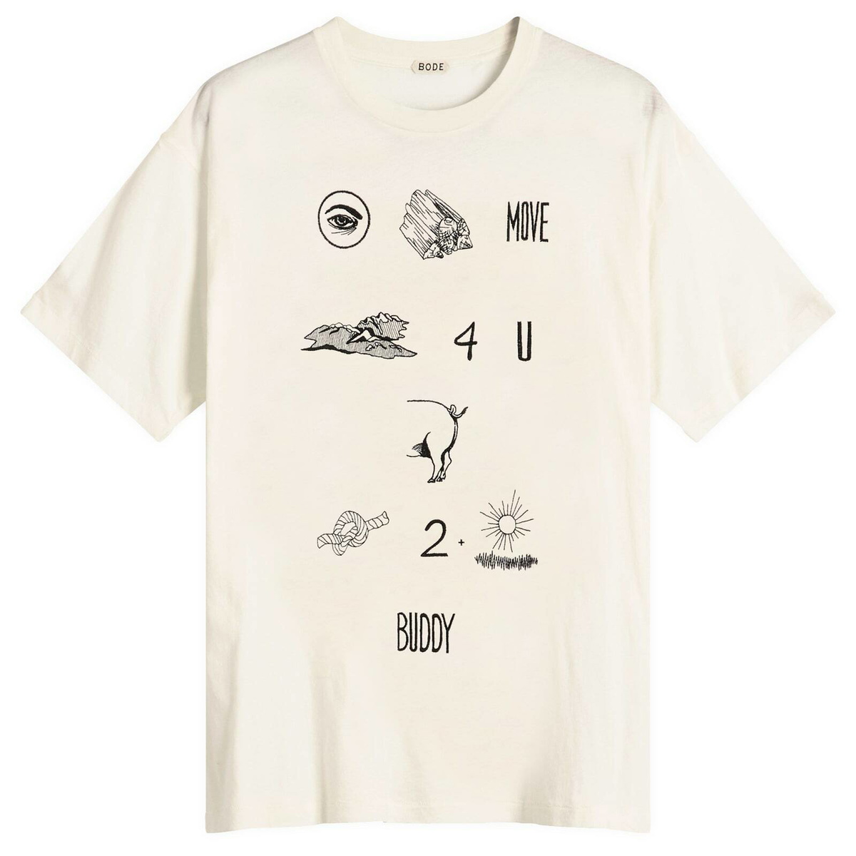 BODE Men's Sportsman Patch Pocket T-Shirt in Cream Bode