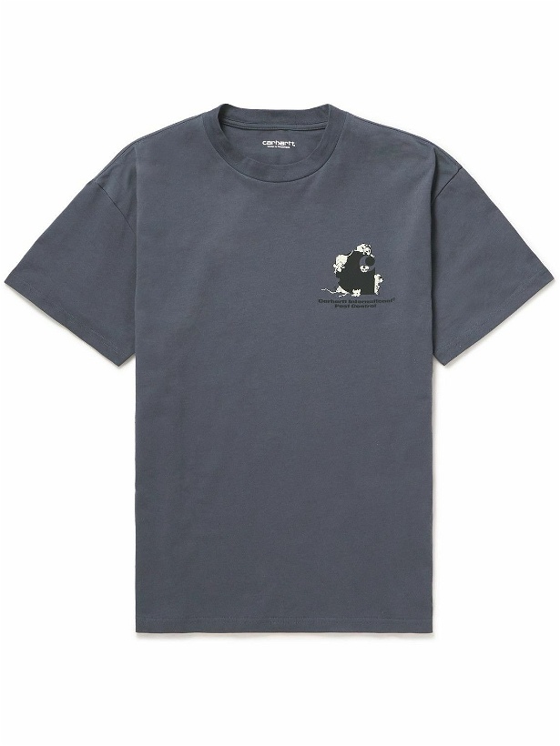 Photo: Carhartt WIP - Pest Control Logo-Print Cotton-Jersey T-Shirt - Blue