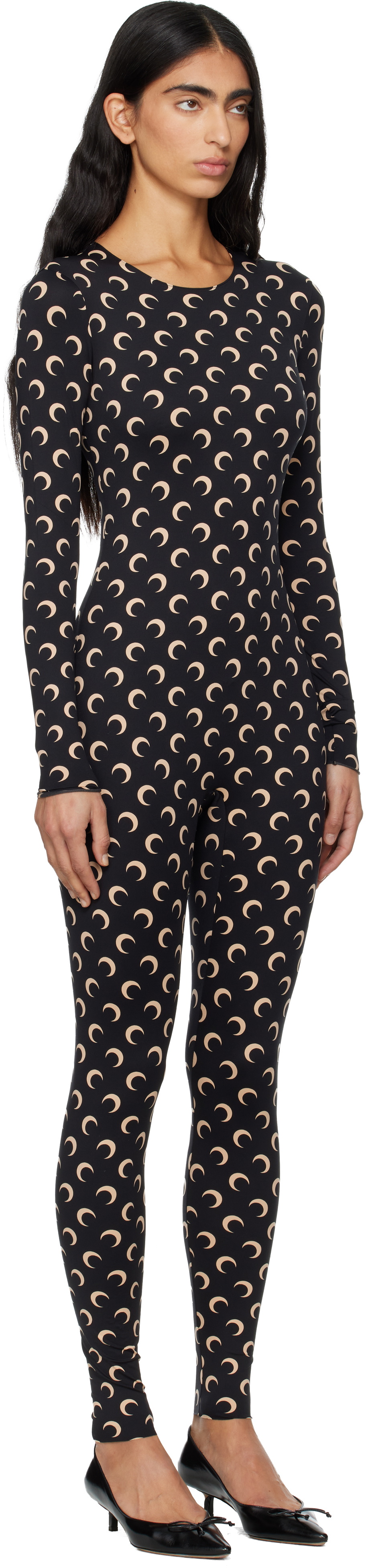 Marine Serre Black Recycled Jersey Moon Jumpsuit