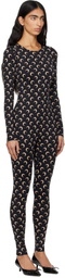 Marine Serre Black Recycled Jersey Moon Jumpsuit