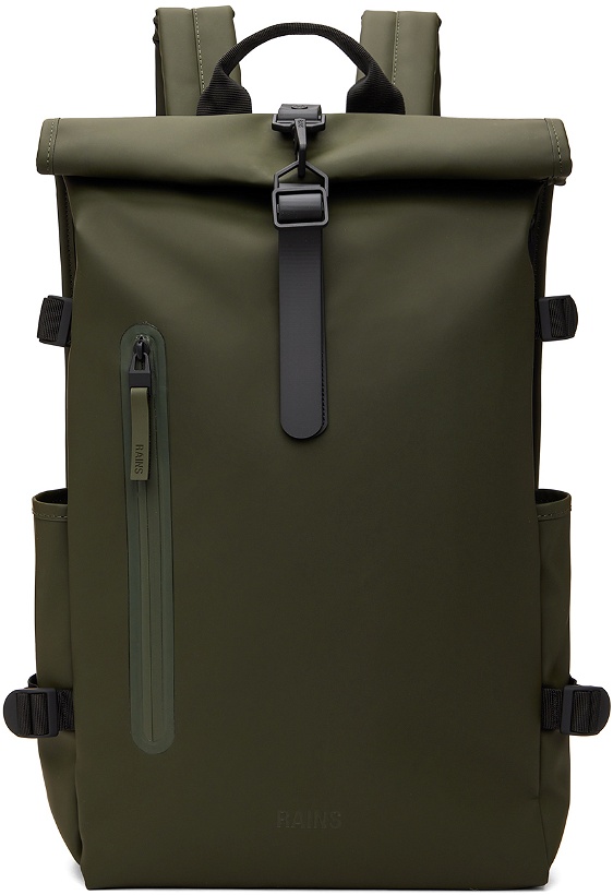 Photo: RAINS Khaki Rolltop Large Backpack