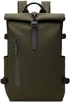 RAINS Khaki Rolltop Large Backpack