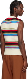 Dries Van Noten Off-White Striped Sleeveless Sweater