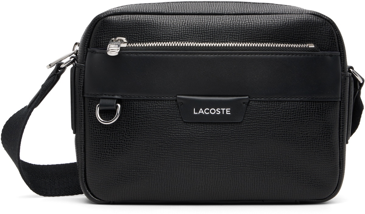 Lacoste Black Ossian Leather Reporter Bag