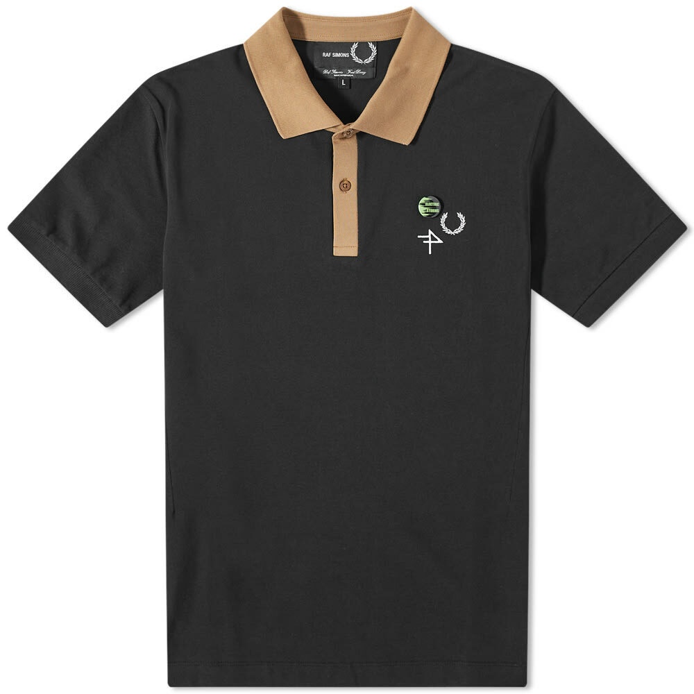 Fred Perry x Raf Simons Printed Sleeve Polo Shirt in Black Fred Perry x ...