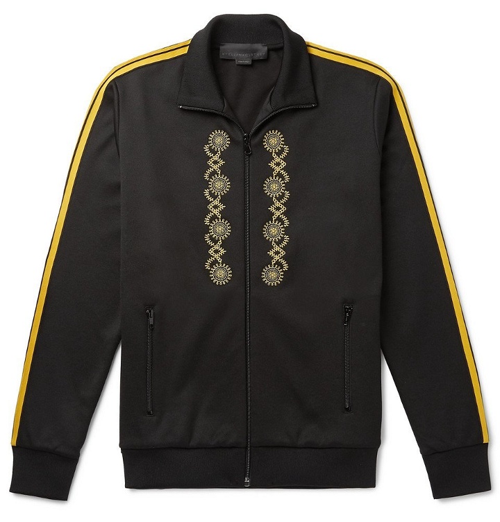 Photo: Stella McCartney - Webbing-Trimmed Embroidered Tech-Jersey Track Jacket - Black
