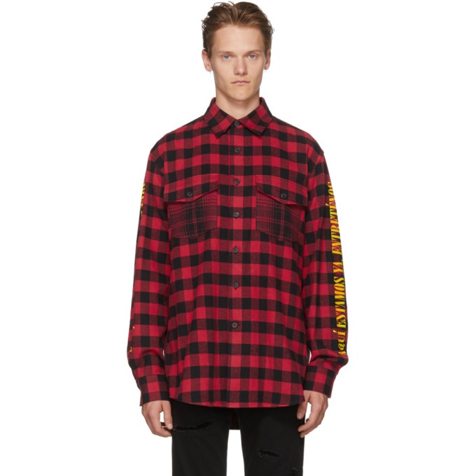 Photo: Marcelo Burlon County of Milan Red and Black Plaid Eagle Shirt