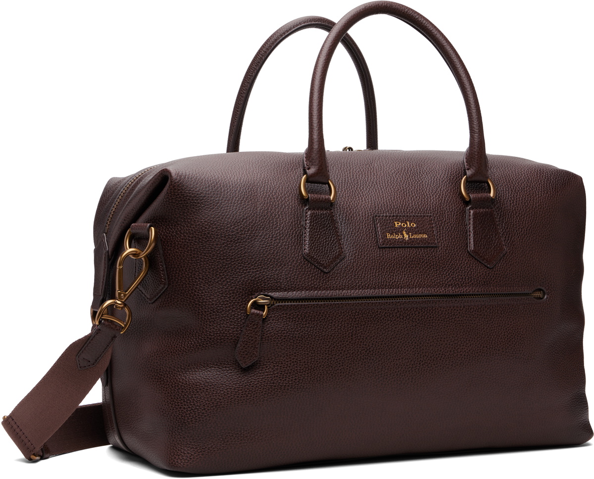 Polo Ralph Lauren Brown Pebbled Leather Duffle Bag