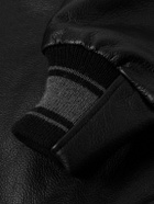 Golden Bear - Logo-Appliquéd Full-Grain Leather Varsity Jacket - Black