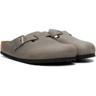 Birkenstock Gray Regular Boston Soft Footbed Oiled Leather Loafers