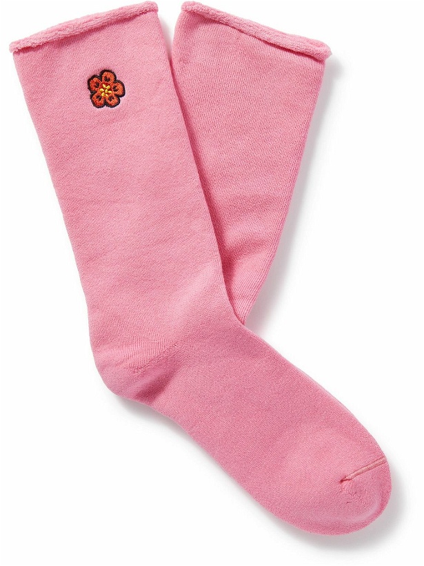 Photo: KENZO - Embroidered Cotton-Blend Socks - Pink