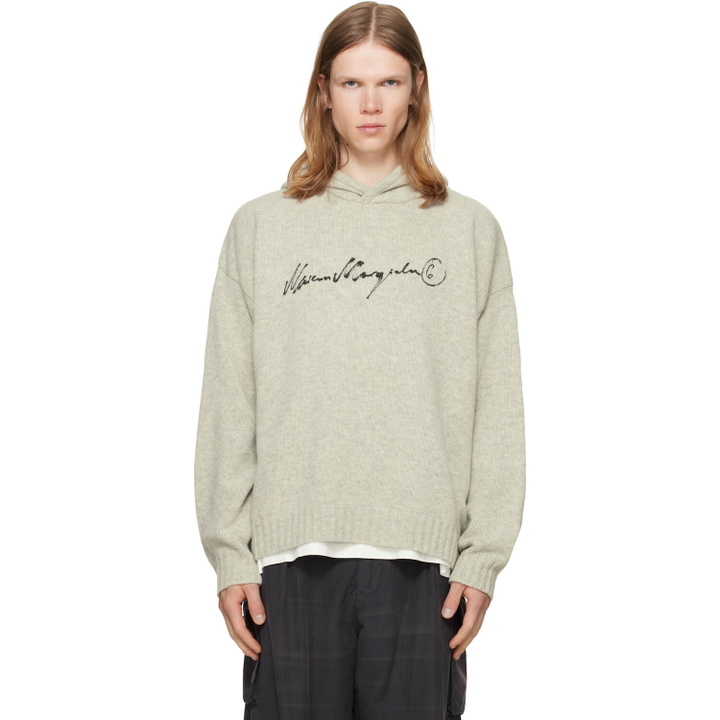 Photo: MM6 Maison Margiela Gray Knit Hoodie