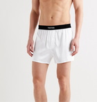 TOM FORD - Velvet-Trimmed Stretch-Silk Satin Boxer Shorts - White