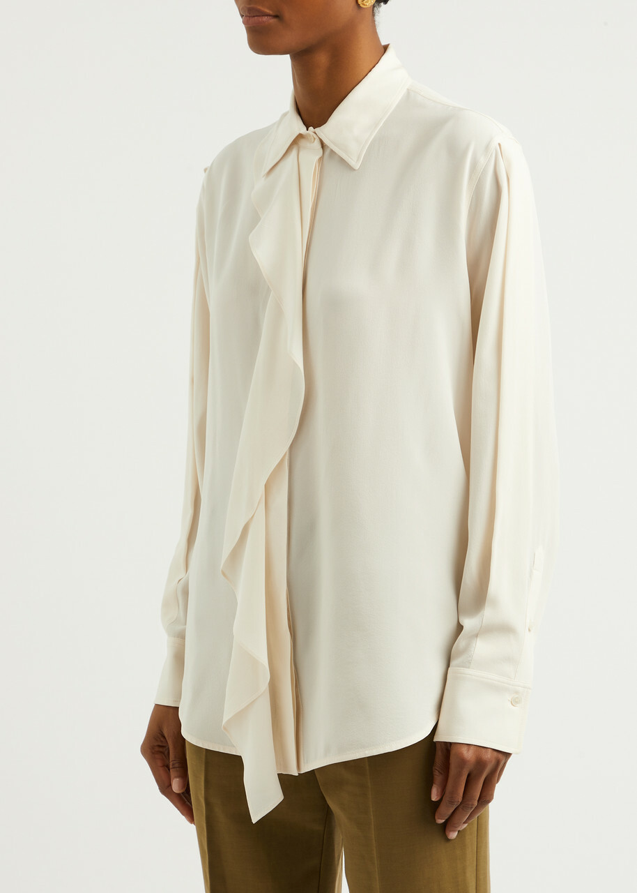 Victoria Beckham Ruffled Silk Shirt Ivory Victoria Beckham