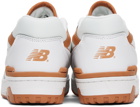 New Balance White & Tan 550 Sneakers