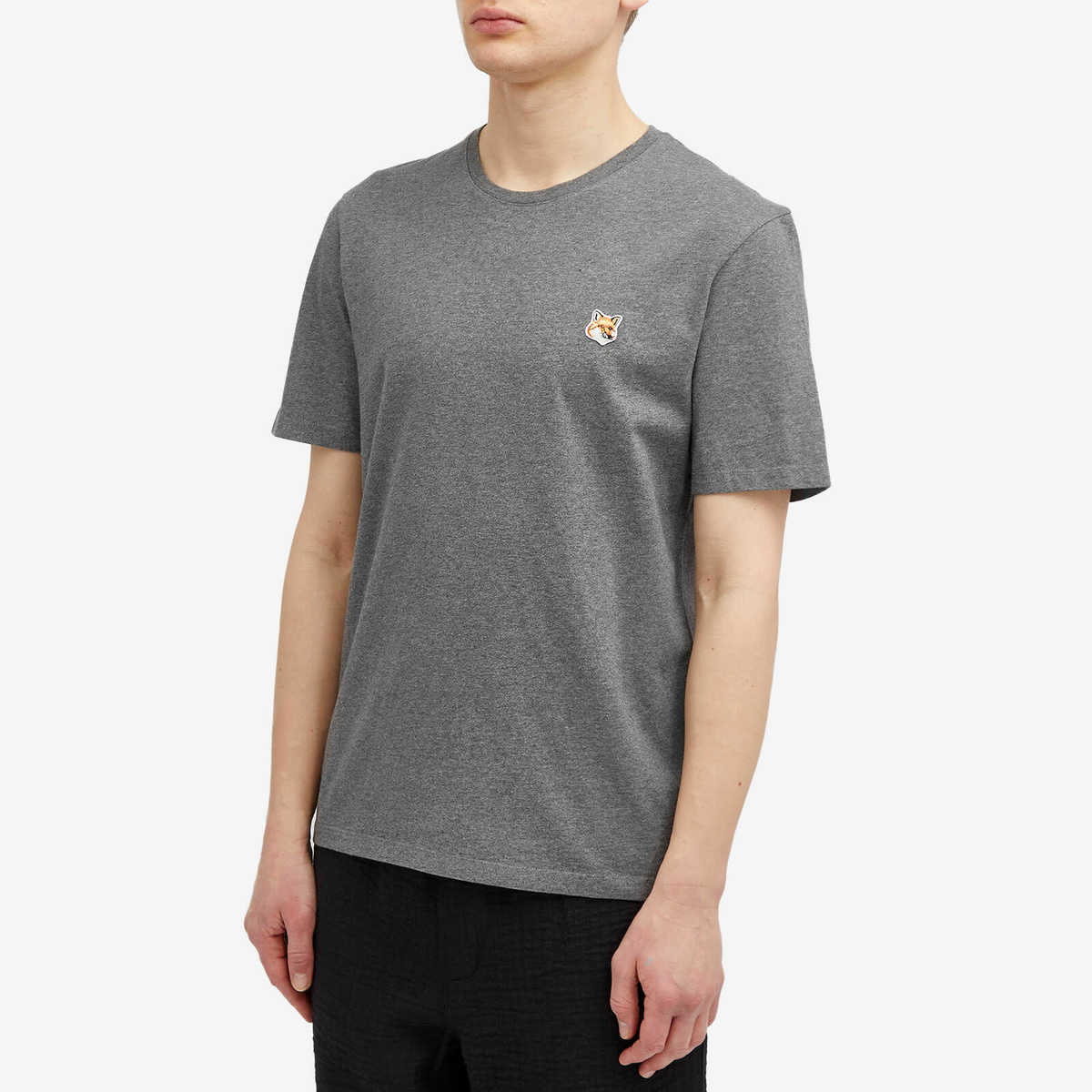 Maison Kitsuné Men's Fox Head Patch Regular T-Shirt in Dark Grey