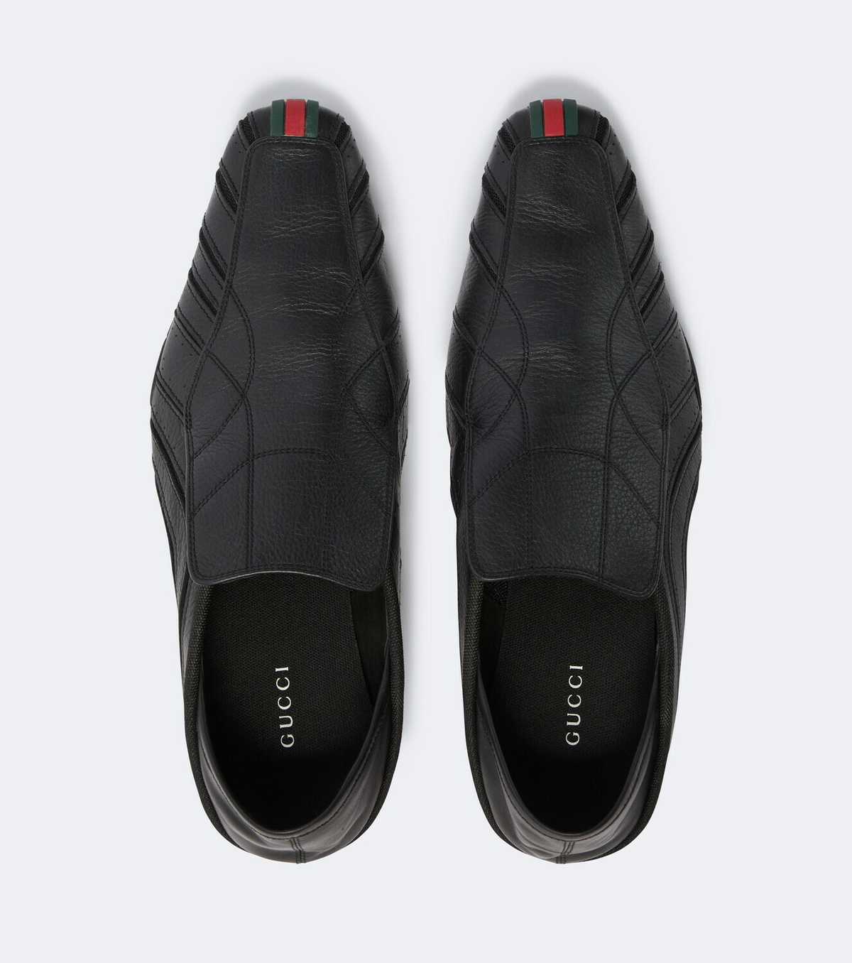 Gucci Mesh-trimmed leather loafers