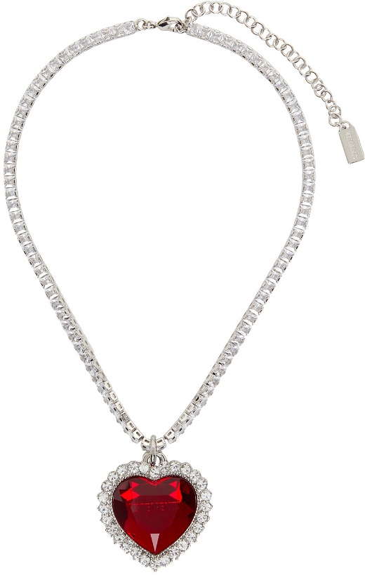 Photo: VETEMENTS Silver & Red Crystal Heart Necklace