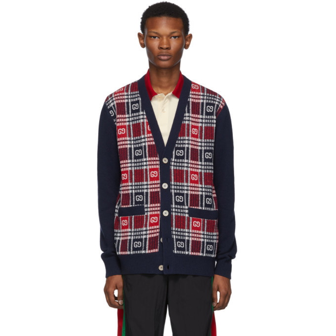 Photo: Gucci Blue GG Check Cardigan