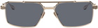 Valentino Garavani Gold VI Rectangular Frame Sunglasses