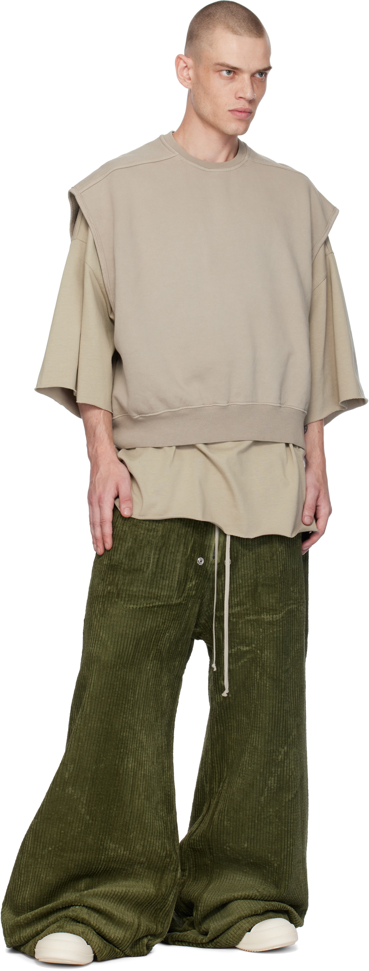 Rick Owens DRKSHDW Khaki Porterville Geth Belas Trousers Rick