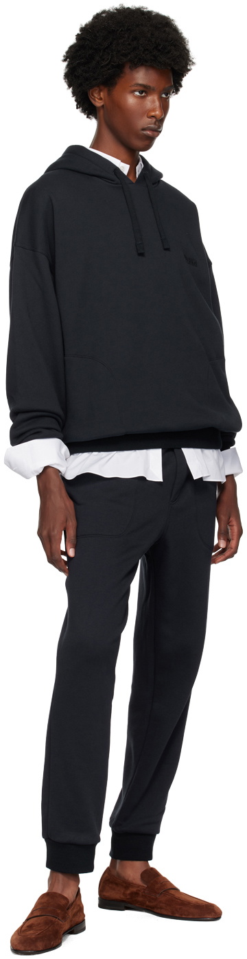 ZEGNA Navy Embroidered-Logo Sweatpants
