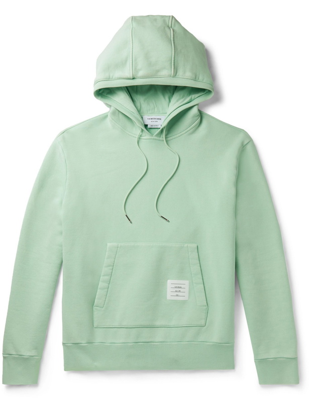 Photo: THOM BROWNE - Garment-Dyed Loopback Cotton-Jersey Hoodie - Green