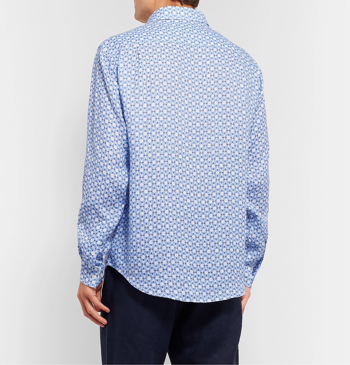 Pink House Mustique - Printed Linen Shirt - Blue