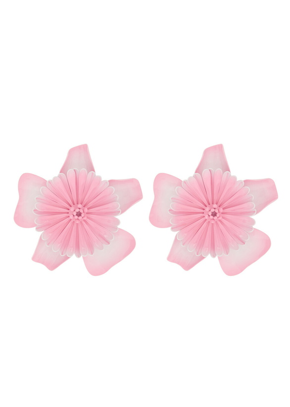 Photo: Chloe Bloom Flower Brass Earrings - Pink - One Size