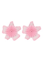 Chloe Bloom Flower Brass Earrings - Pink - One Size