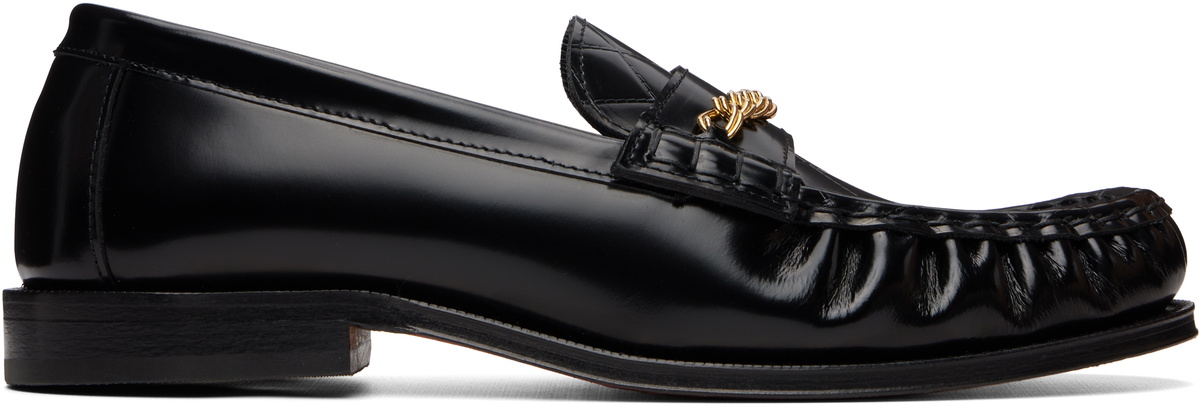 Ernest W. Baker Black Gold Chain Loafers