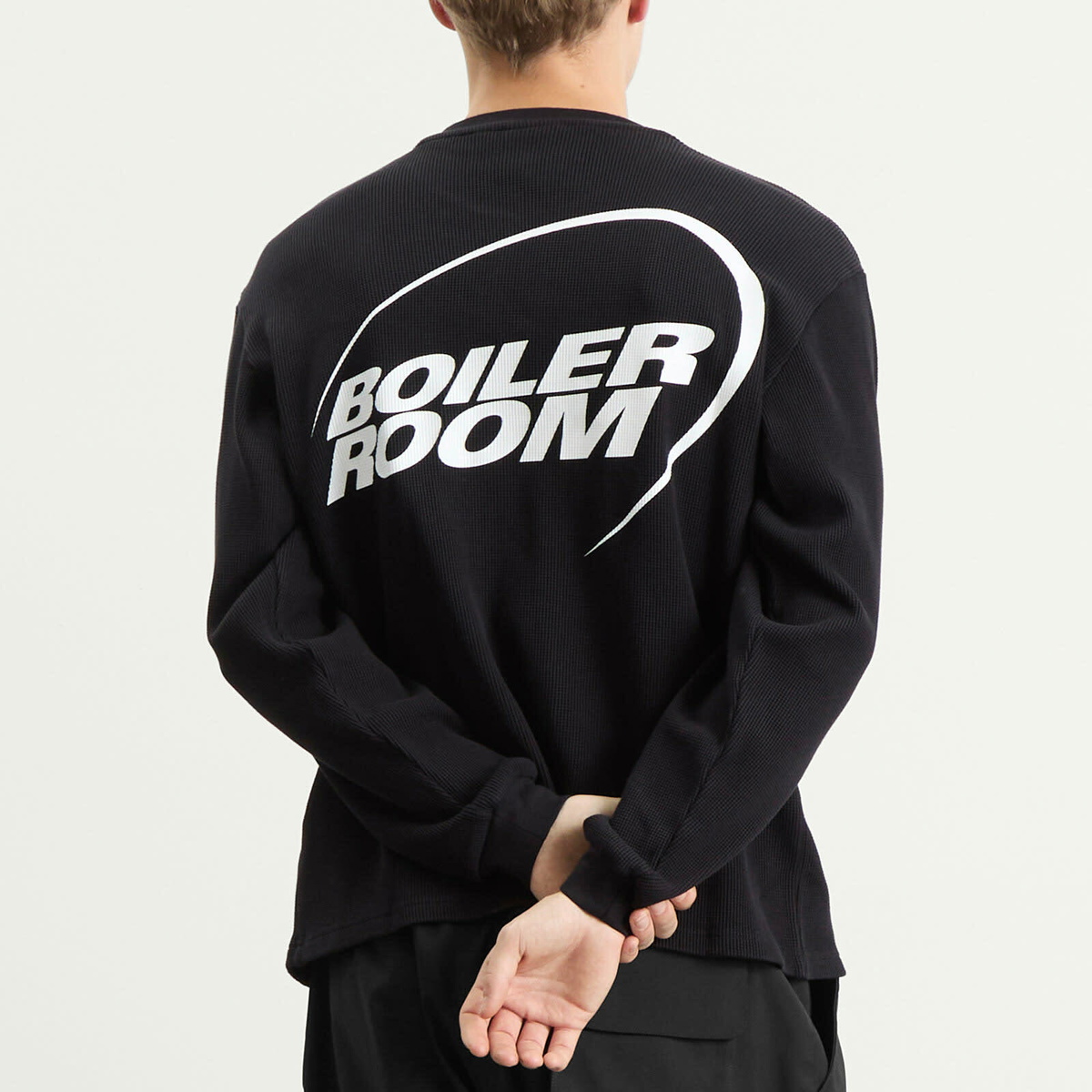 Boiler Room Men's Waffle Long Sleeve T-Shirt in Black